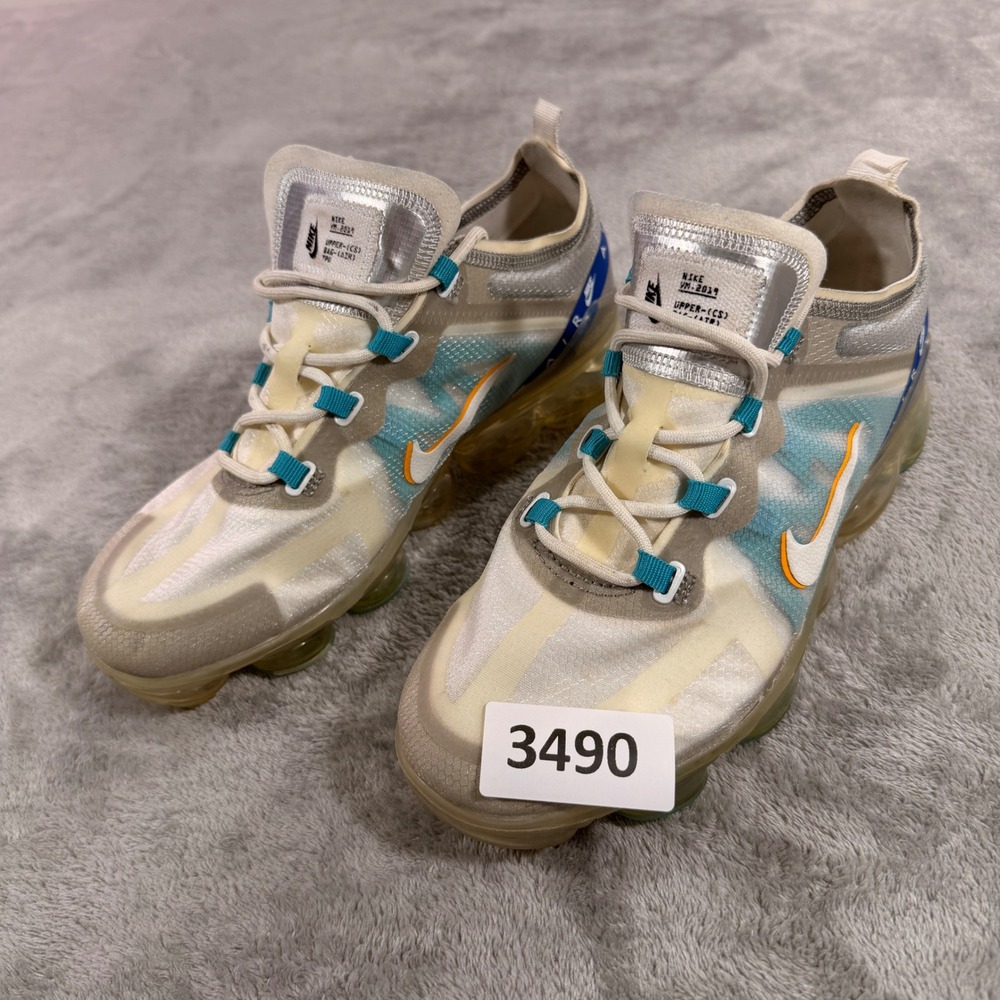 Nike Air Vapormax 2019 Women 8.5 White Blue CI1240-102 Running Shoes Sneaker